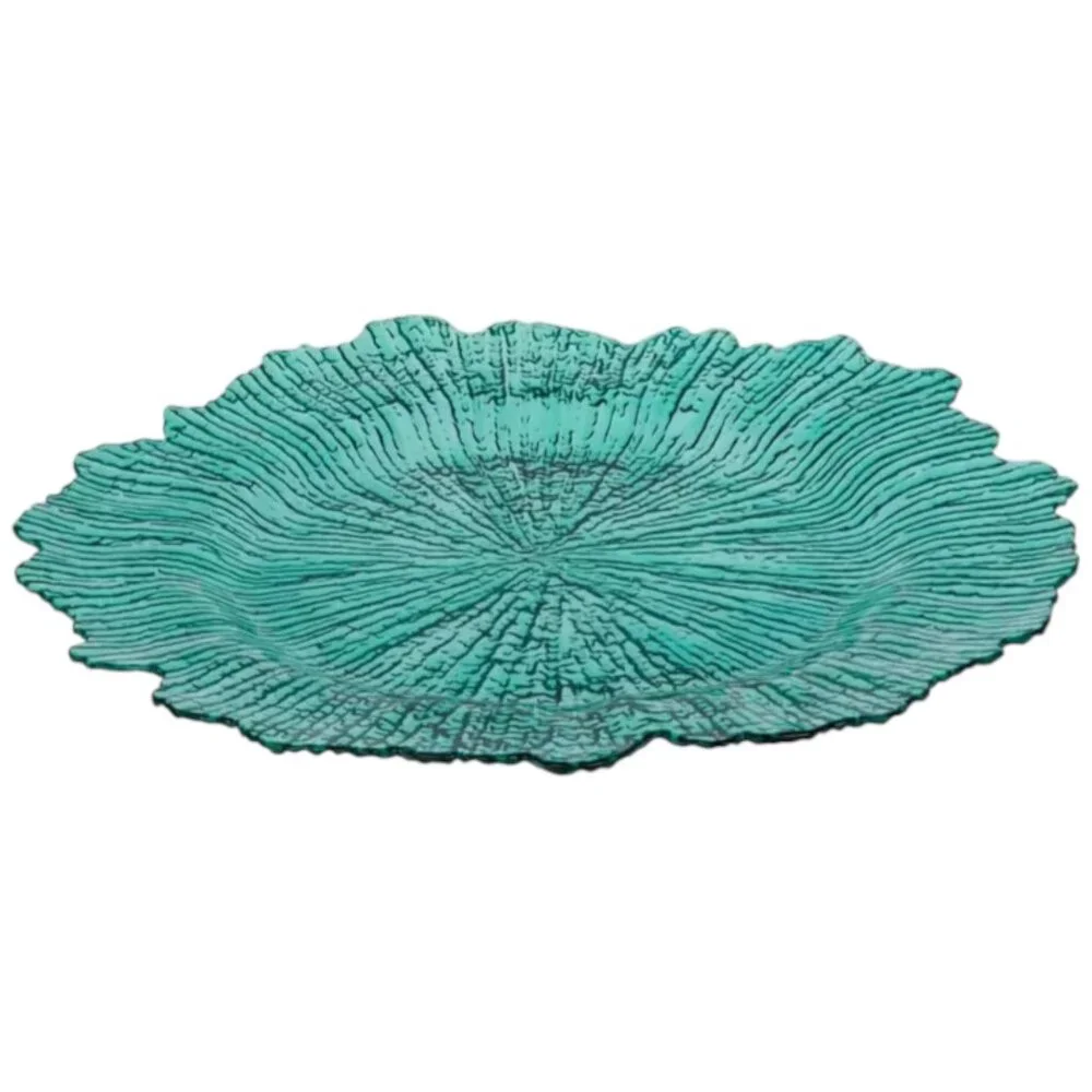 Set of 4 - Green Crackled Charger Plates - NEW